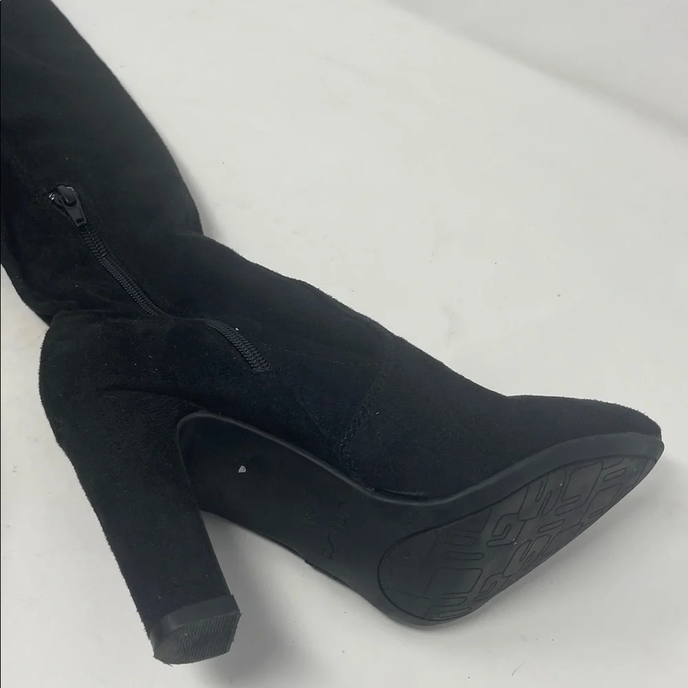 Unisa Over The Knee Black Heeled Faux Suede Boots Size 6 Like New Condition